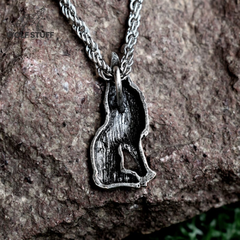 Wolf Howling at the Moon Necklace