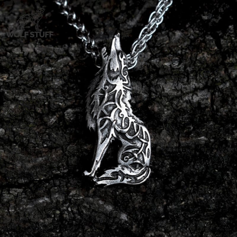 Wolf Howling at the Moon Necklace