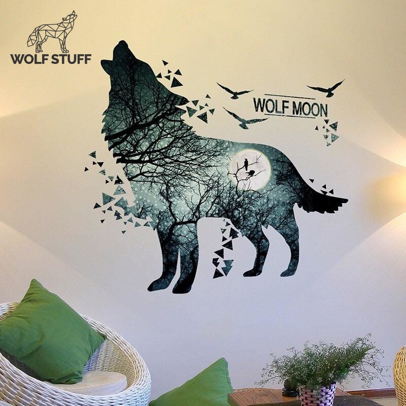 Wolf howling decal