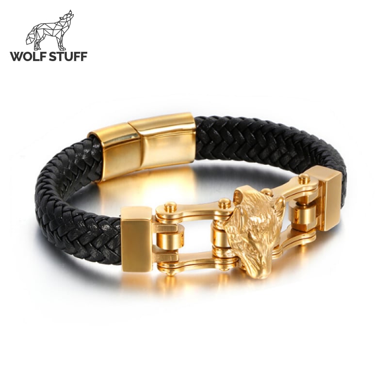 Wolf Leather Chain Bracelet