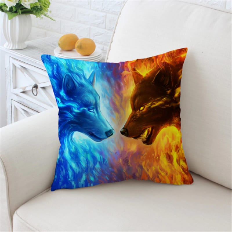 Wolf Pillow Case Ice and Fire
