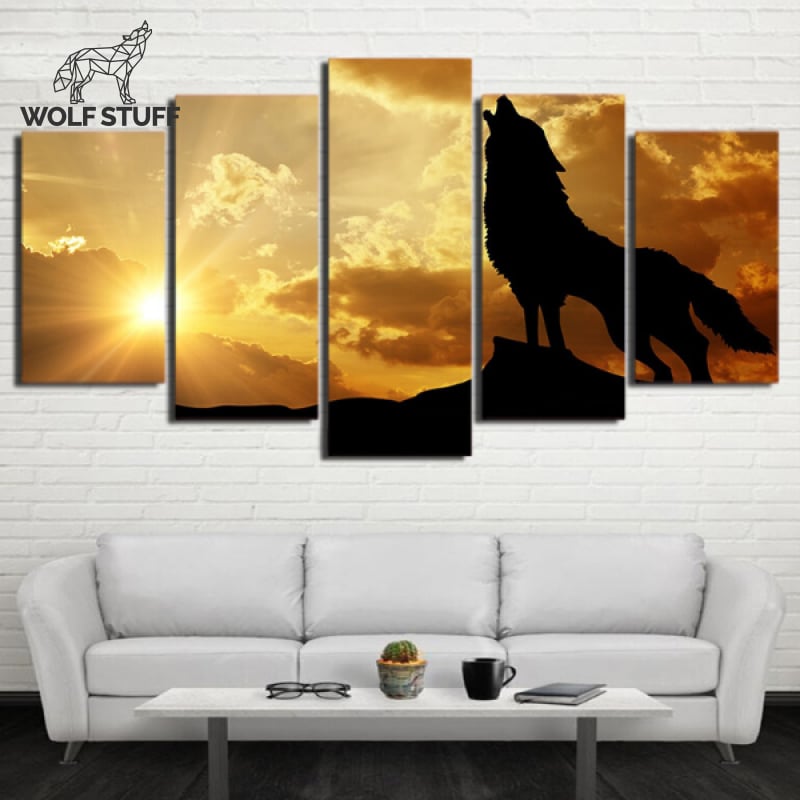Wolf silhouette painting