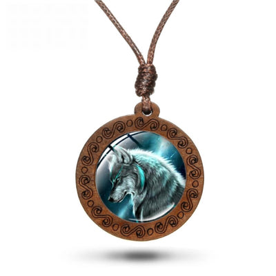 Wooden Wolf Necklace