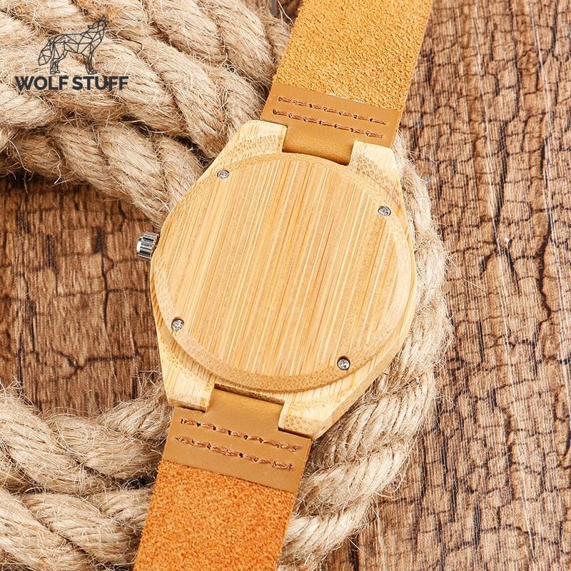 Wooden wolf school watch