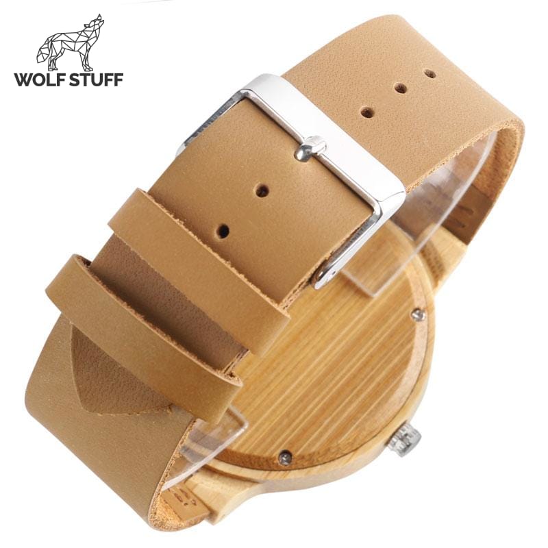 Wooden wolf school watch